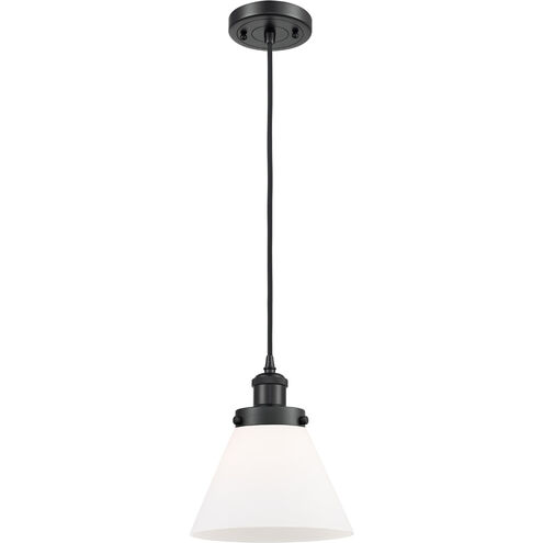 Ballston Large Cone LED 8 inch Matte Black Mini Pendant Ceiling Light in Matte White Glass, Black Textured, Ballston