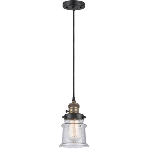 Franklin Restoration Canton LED 6 inch Black Antique Brass Mini Pendant Ceiling Light in Seedy Glass