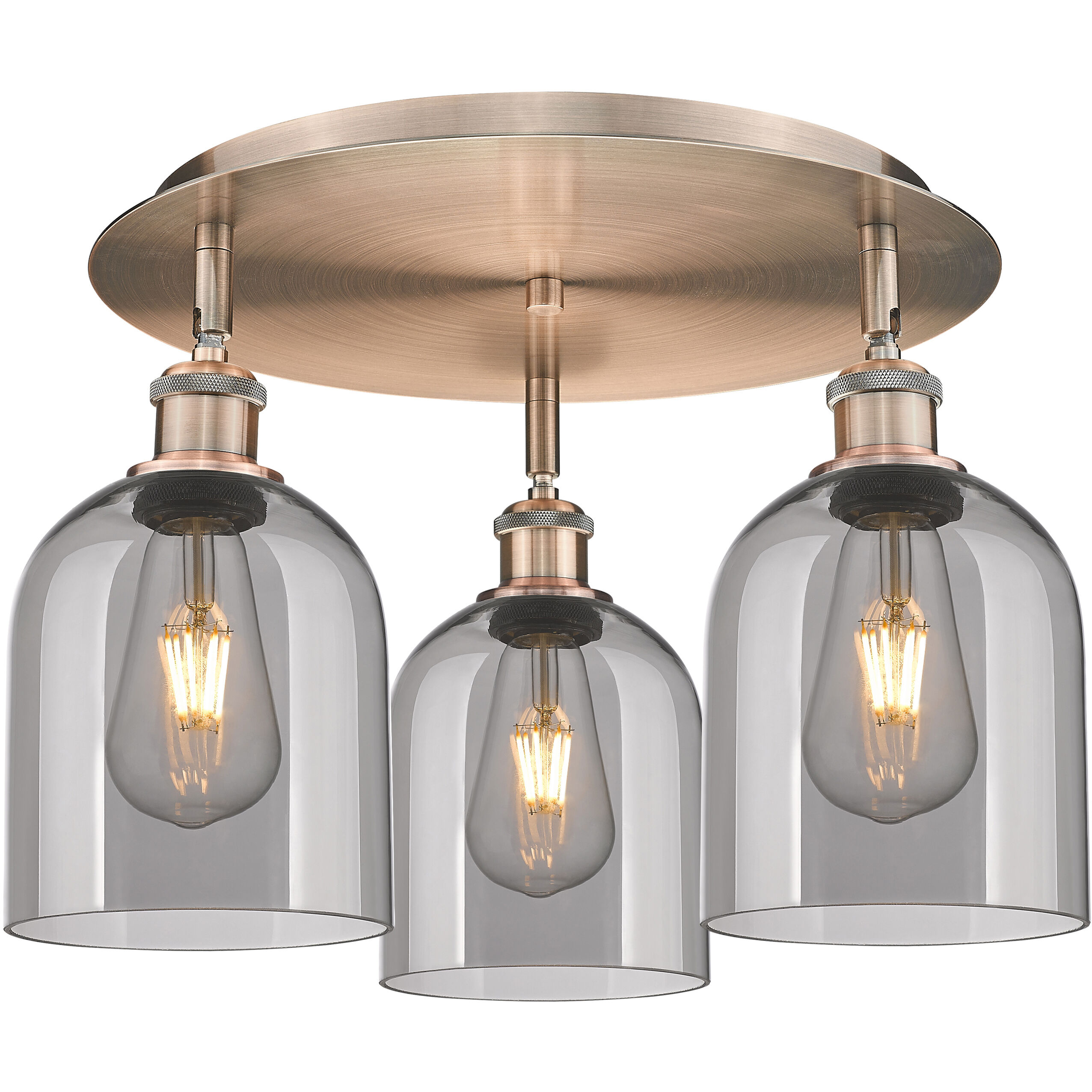 Ballston Bella 3 Light 17.25 inch Antique Copper Flush Mount Ceiling Light