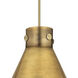 Newton Cone 1 Light 18 inch Brushed Brass Pendant Ceiling Light