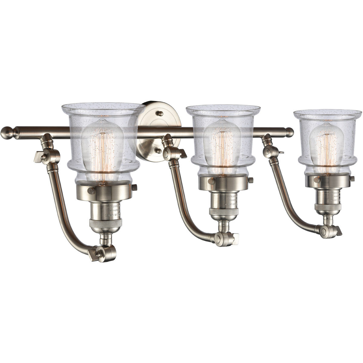 Franklin Restoration Small Canton LED 28 inch Brushed Satin Nickel Bath Vanity Light Wall Light in Seedy Glass, Franklin Restoration