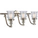 Franklin Restoration Small Canton LED 28 inch Brushed Satin Nickel Bath Vanity Light Wall Light in Seedy Glass, Franklin Restoration