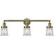 Franklin Restoration Small Canton 3 Light 30 inch Antique Brass Bath Vanity Light Wall Light in Incandescent, Clear Glass, Franklin Restoration
