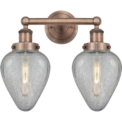 Geneseo 2 Light 15 inch Antique Copper and Clear Crackle Bath Vanity Light Wall Light