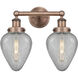 Geneseo 2 Light 15 inch Antique Copper and Clear Crackle Bath Vanity Light Wall Light