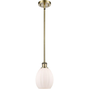 Ballston Eaton LED 6 inch Antique Brass Pendant Ceiling Light in Matte White Glass, Ballston