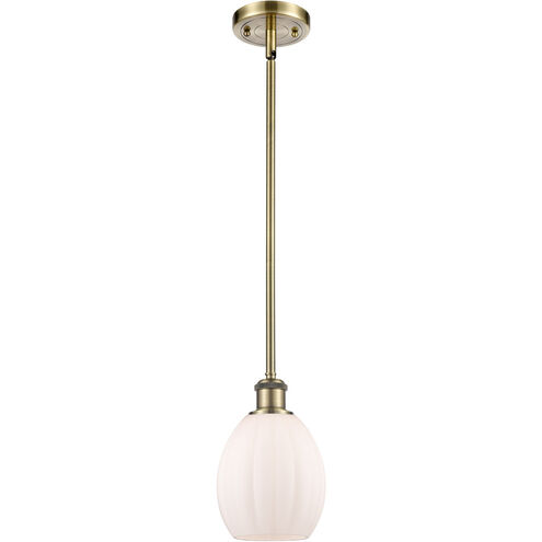 Ballston Eaton LED 6 inch Antique Brass Pendant Ceiling Light in Matte White Glass, Ballston