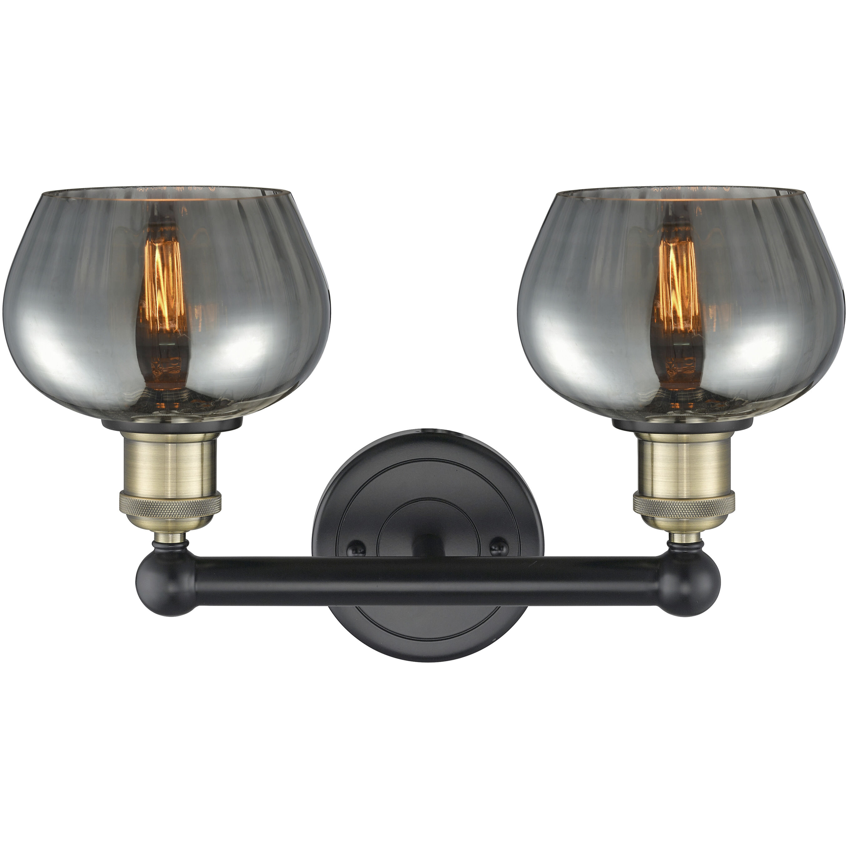 Fenton 2 Light 15.5 inch Black Antique Brass Bath Vanity Light Wall Light in Plated Smoke