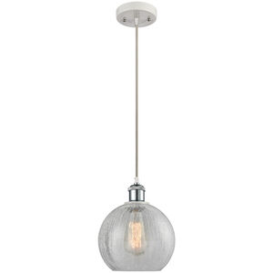 Ballston Athens 1 Light 8 inch White and Polished Chrome Mini Pendant Ceiling Light in Clear Crackle Glass, Ballston