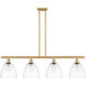 Ballston Dome LED 48 inch Satin Gold Island Light Ceiling Light in Clear Glass