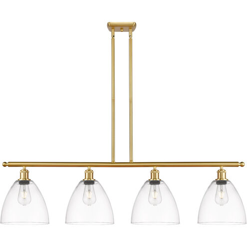Ballston Dome LED 48 inch Satin Gold Island Light Ceiling Light in Clear Glass