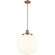 Franklin Restoration Beacon LED 14 inch Antique Copper Pendant Ceiling Light in Matte White