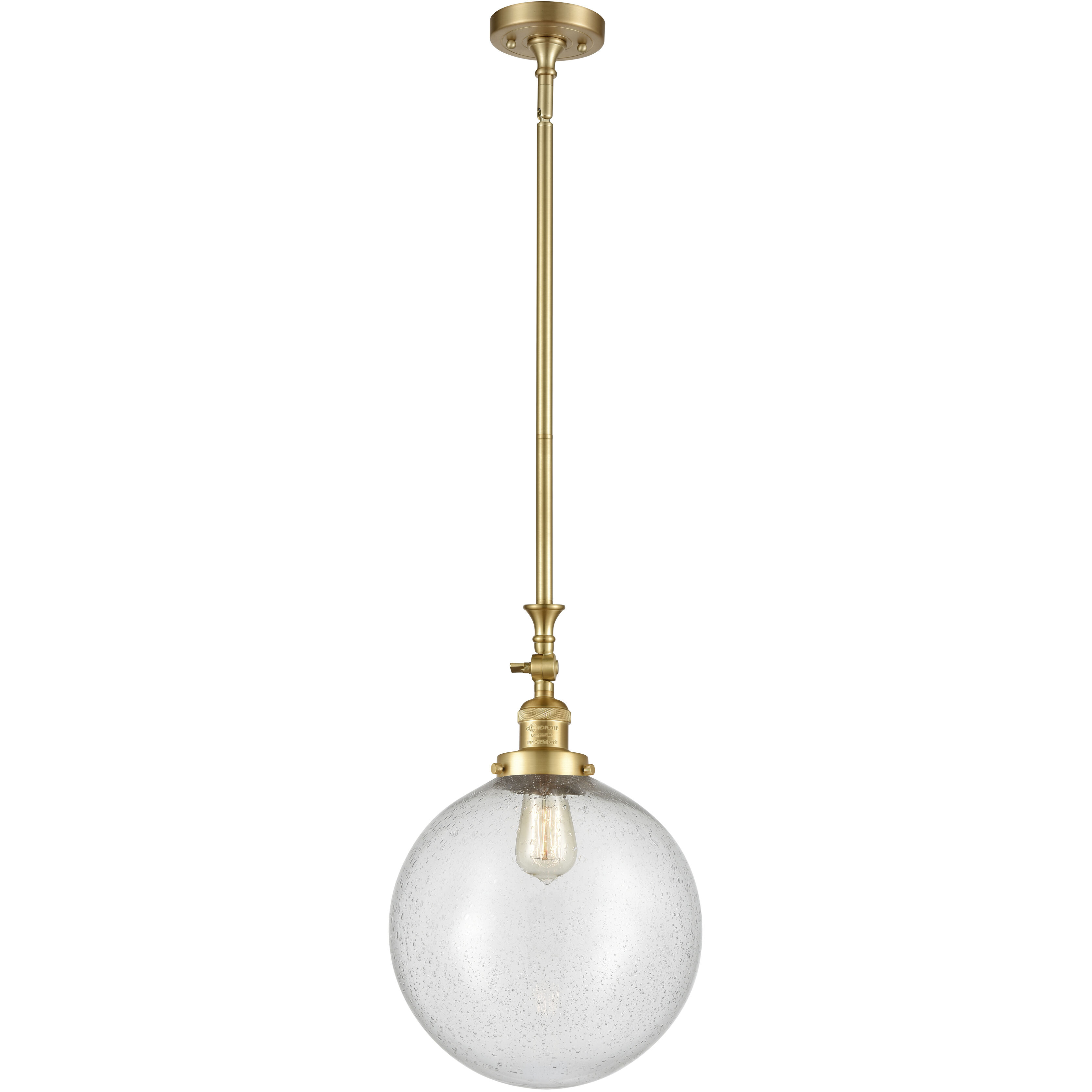 Franklin Restoration Beacon 1 Light 12 inch Satin Gold Mini Pendant Ceiling Light in Incandescent, Seedy, Franklin Restoration