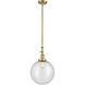 Franklin Restoration Beacon 1 Light 12 inch Satin Gold Mini Pendant Ceiling Light in Incandescent, Seedy, Franklin Restoration