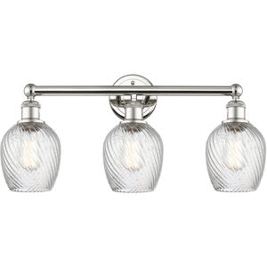 Salina 3 Light 23 inch Polished Nickel and Clear Spiral Fluted Bath Vanity Light Wall Light