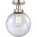 Beacon 1 Light 6.5 inch Brushed Satin Nickel Semi-Flush Mount Ceiling Light