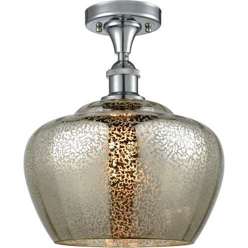 Ballston Large Fenton 1 Light 11 inch Polished Chrome Semi-Flush Mount Ceiling Light in Mercury Glass, Ballston