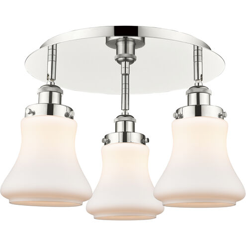 Bellmont 3 Light 17.75 inch Polished Nickel Flush Mount Ceiling Light in Matte White