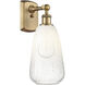 Ballston Brookhaven Almond Armed Sconce Wall Light in Brushed Brass, Opal Glass