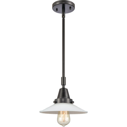 Franklin Restoration Halophane 1 Light 9 inch Matte Black Mini Pendant Ceiling Light in Matte White Halophane Glass