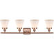 Ballston Small Cone 4 Light 36 inch Antique Copper Bath Vanity Light Wall Light in Matte White Glass