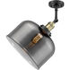 Franklin Restoration X-Large Bell LED 12 inch Black Antique Brass Semi-Flush Mount Ceiling Light in Plated Smoke Glass, Franklin Restoration