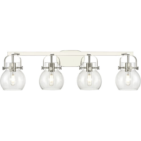 Pilaster II Sphere 4 Light 36.5 inch Polished Nickel Bath Vanity Light Wall Light in Clear Glass