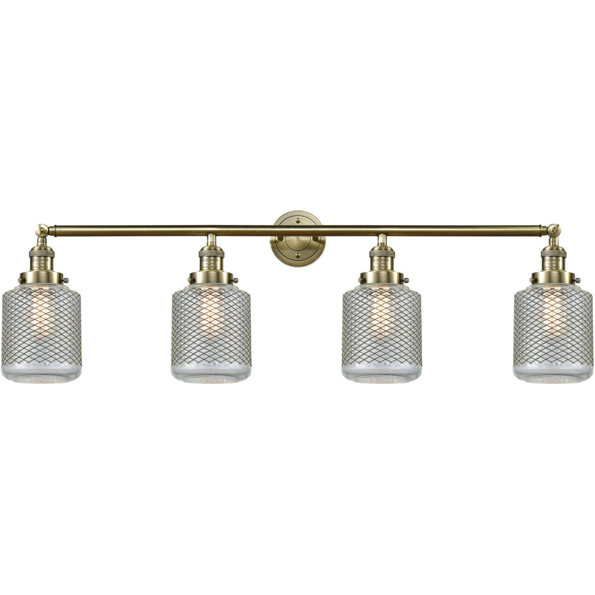 Franklin Restoration Stanton LED 44 inch Antique Brass Bath Vanity Light Wall Light in Clear Wire Mesh Glass, Franklin Restoration