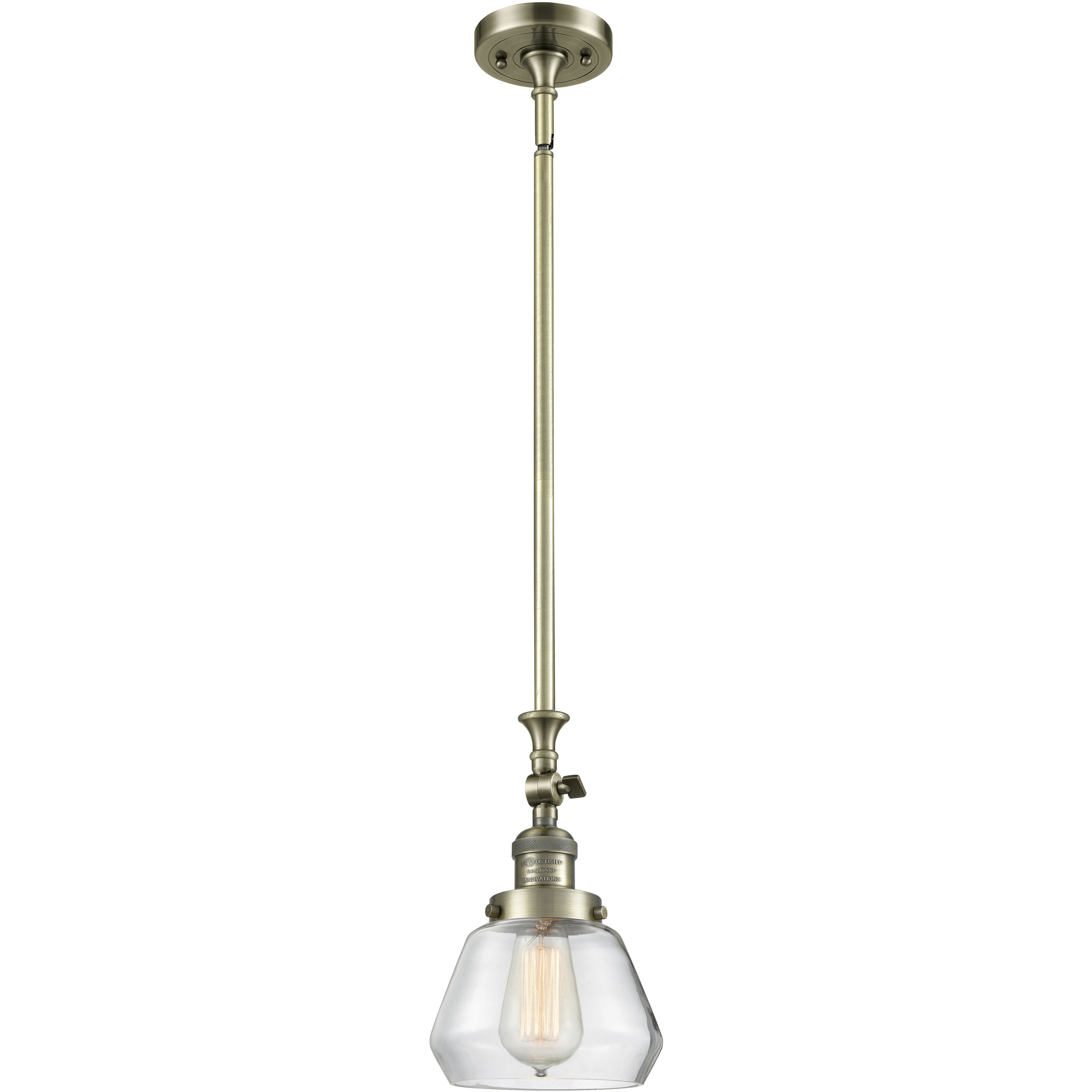 Franklin Restoration Fulton LED 7 inch Antique Brass Mini Pendant Ceiling Light in Clear, Franklin Restoration