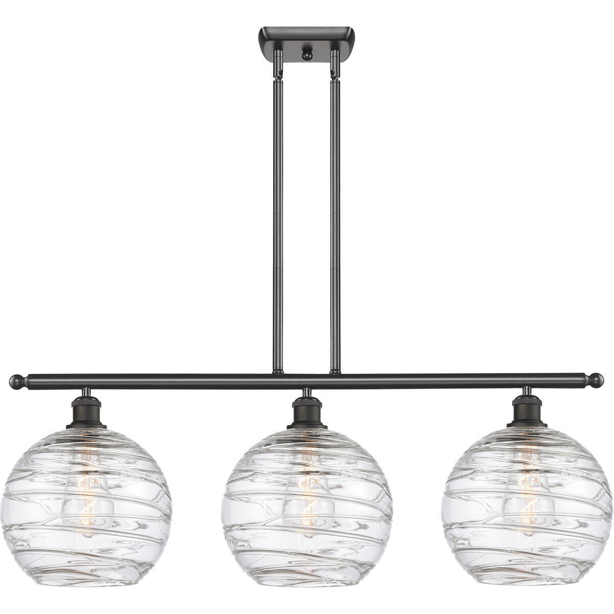 Ballston Deco Swirl 3 Light 37 inch Oil Rubbed Bronze Island Light Ceiling Light