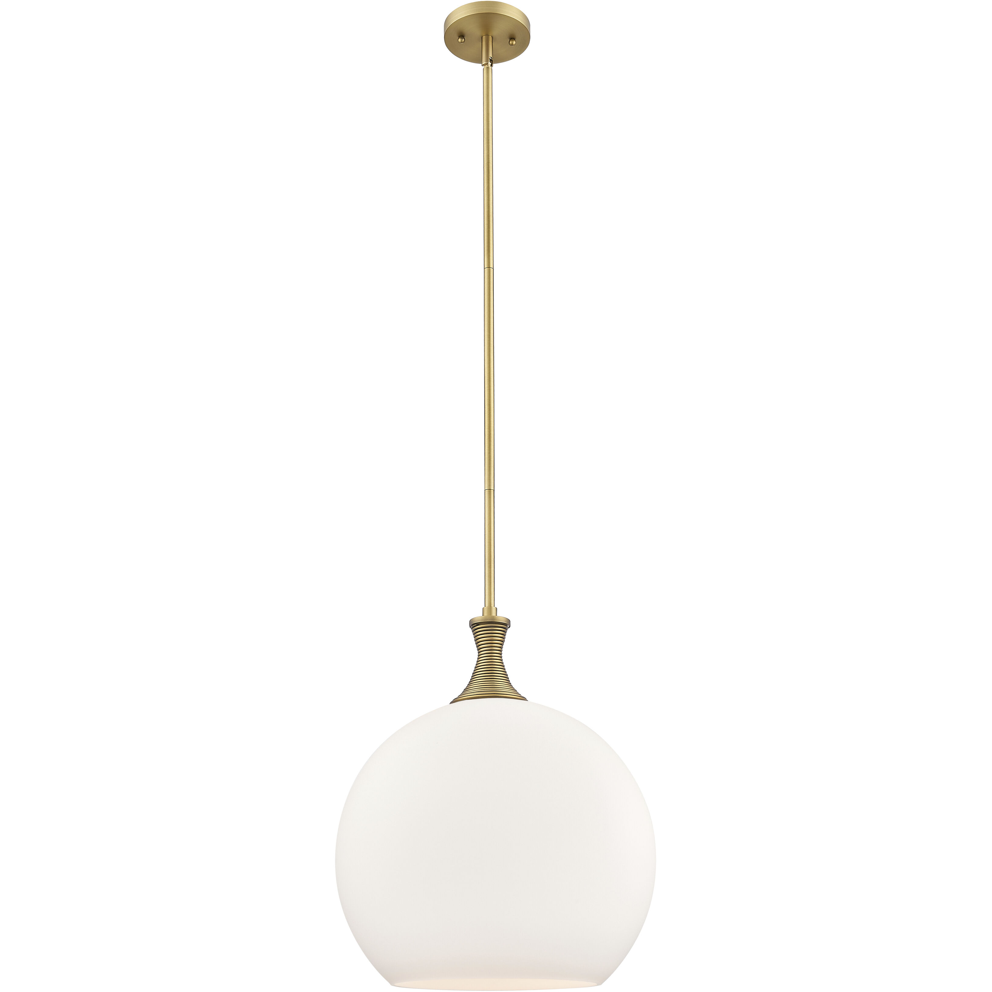 Astor 1 Light 14 inch Brushed Brass Pendant Ceiling Light in Matte White Glass