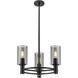 Crown Point 3 Light 18 inch Matte Black Pendant Ceiling Light in Light Smoke Glass