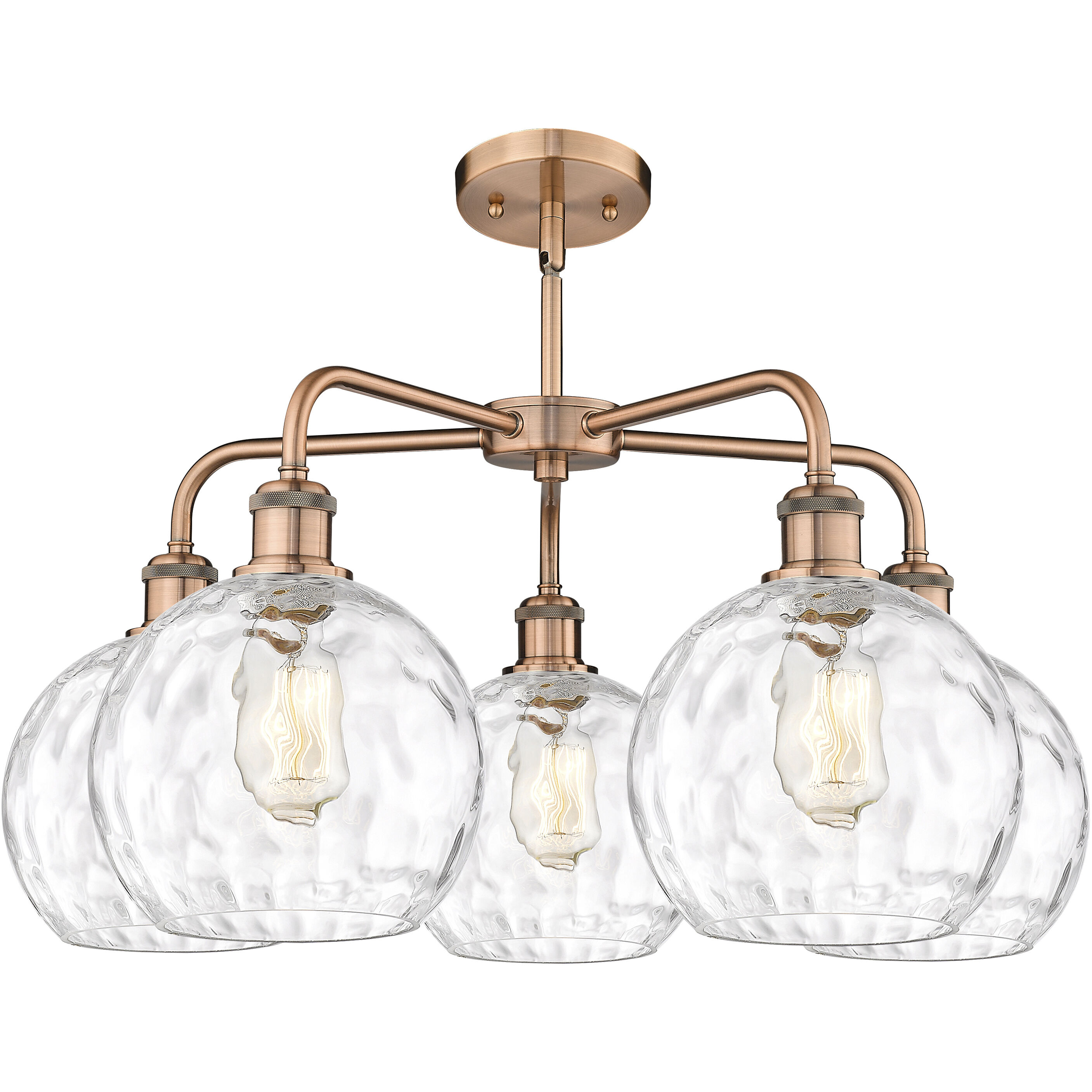 Athens Water Glass 5 Light 26 inch Antique Copper Chandelier Ceiling Light