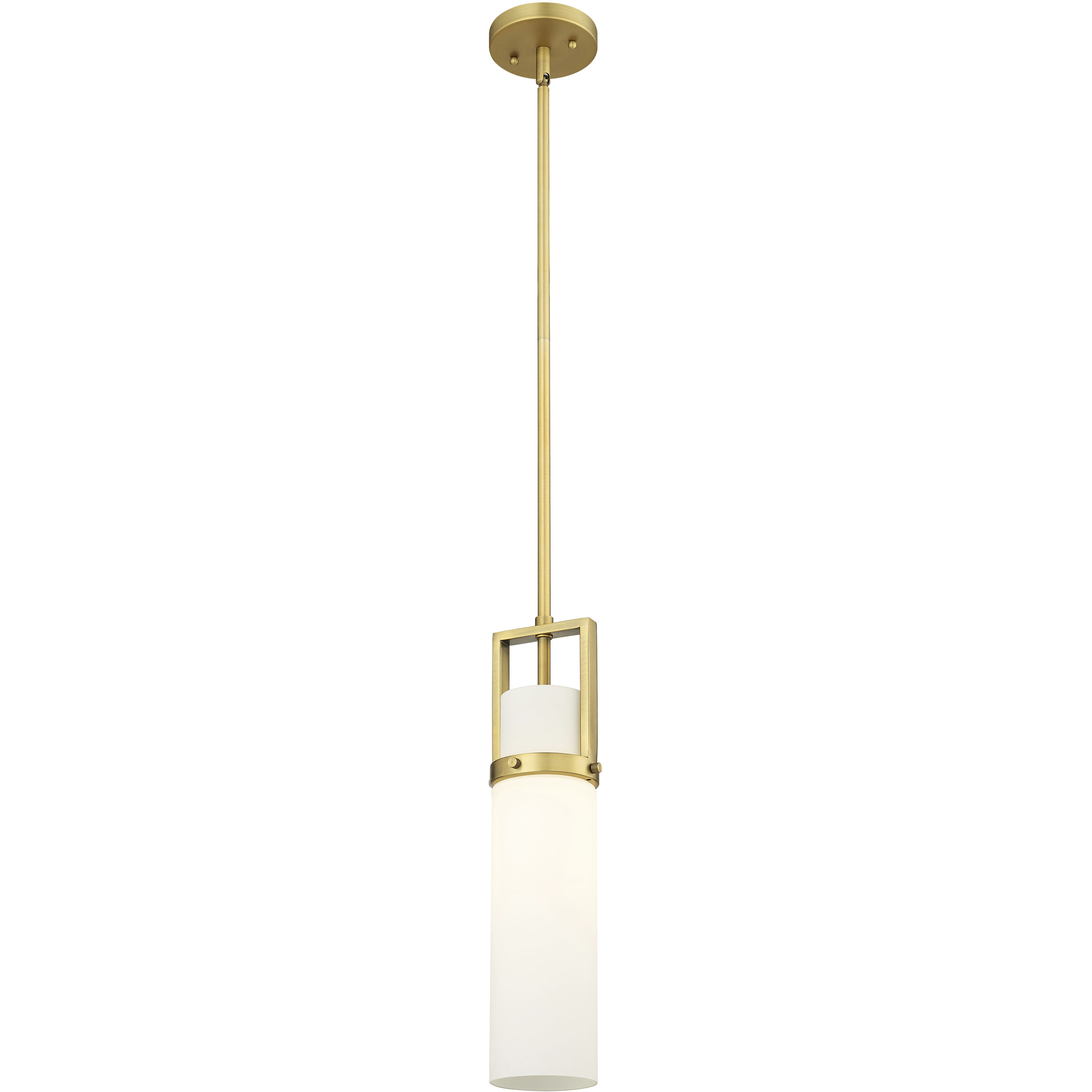 Utopia 1 Light 4.25 inch Brushed Brass Pendant Ceiling Light in Matte White Glass