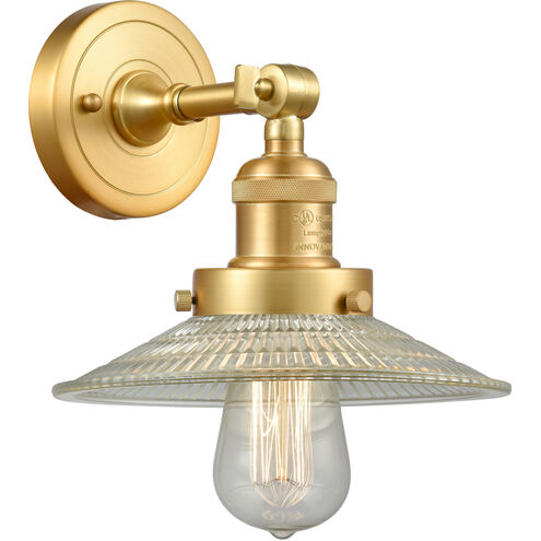 Franklin Restoration Halophane LED 9 inch Satin Gold Sconce Wall Light in Clear Halophane Glass, Franklin Restoration