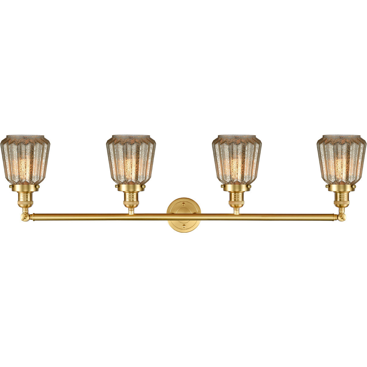 Franklin Restoration Chatham 4 Light 42 inch Satin Gold Bath Vanity Light Wall Light in Mercury Glass, Franklin Restoration