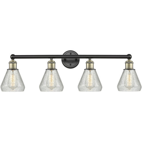 Conesus 4 Light 33 inch Black Antique Brass Bath Vanity Light Wall Light