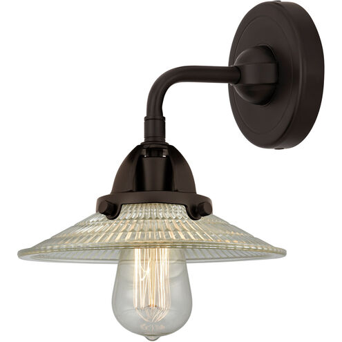Nouveau 2 Halophane LED 9 inch Oil Rubbed Bronze Sconce Wall Light in Clear Halophane Glass