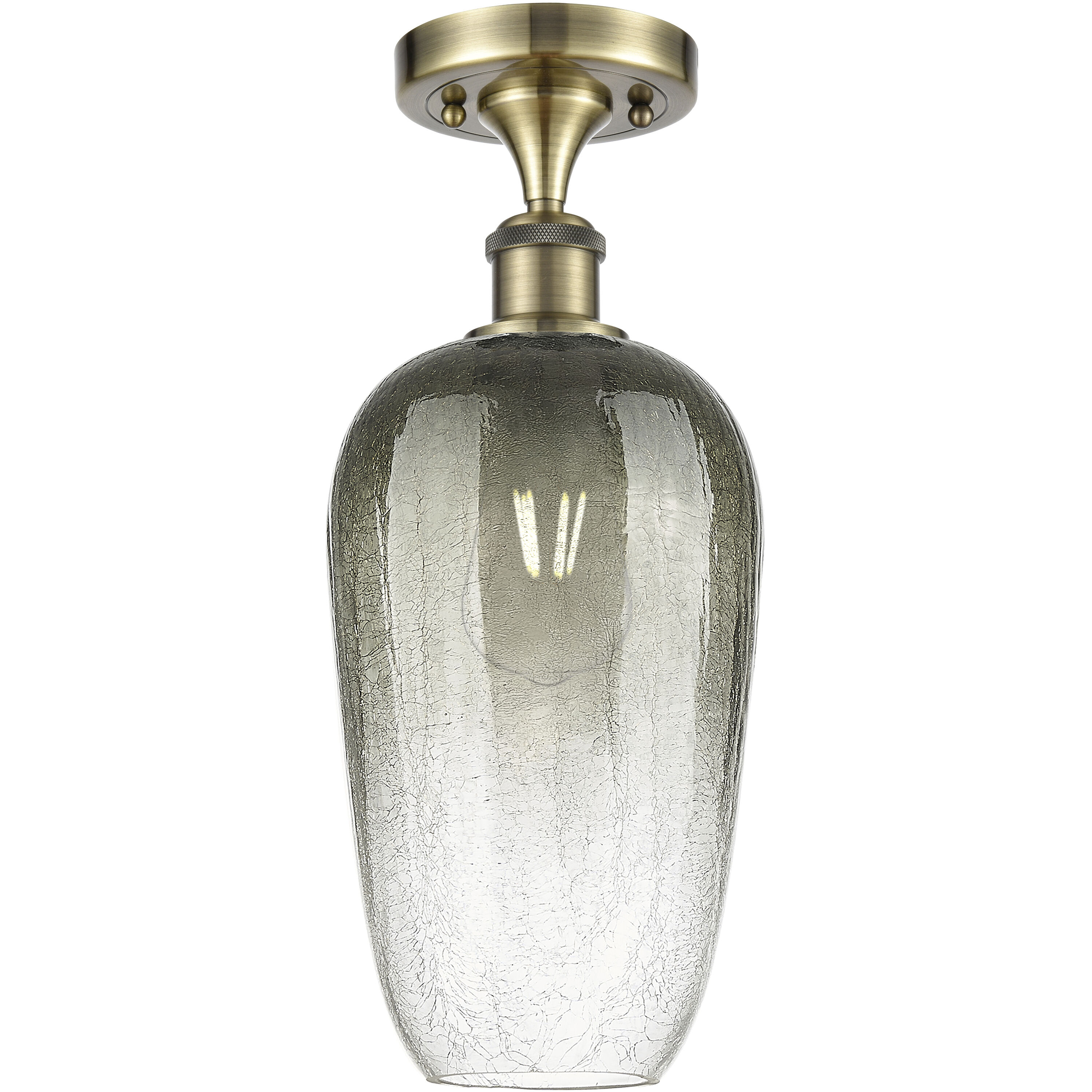 Ballston Brookhaven Flute 1 Light 7 inch Antique Brass Semi-Flush Mount Ceiling Light in Slate Glass