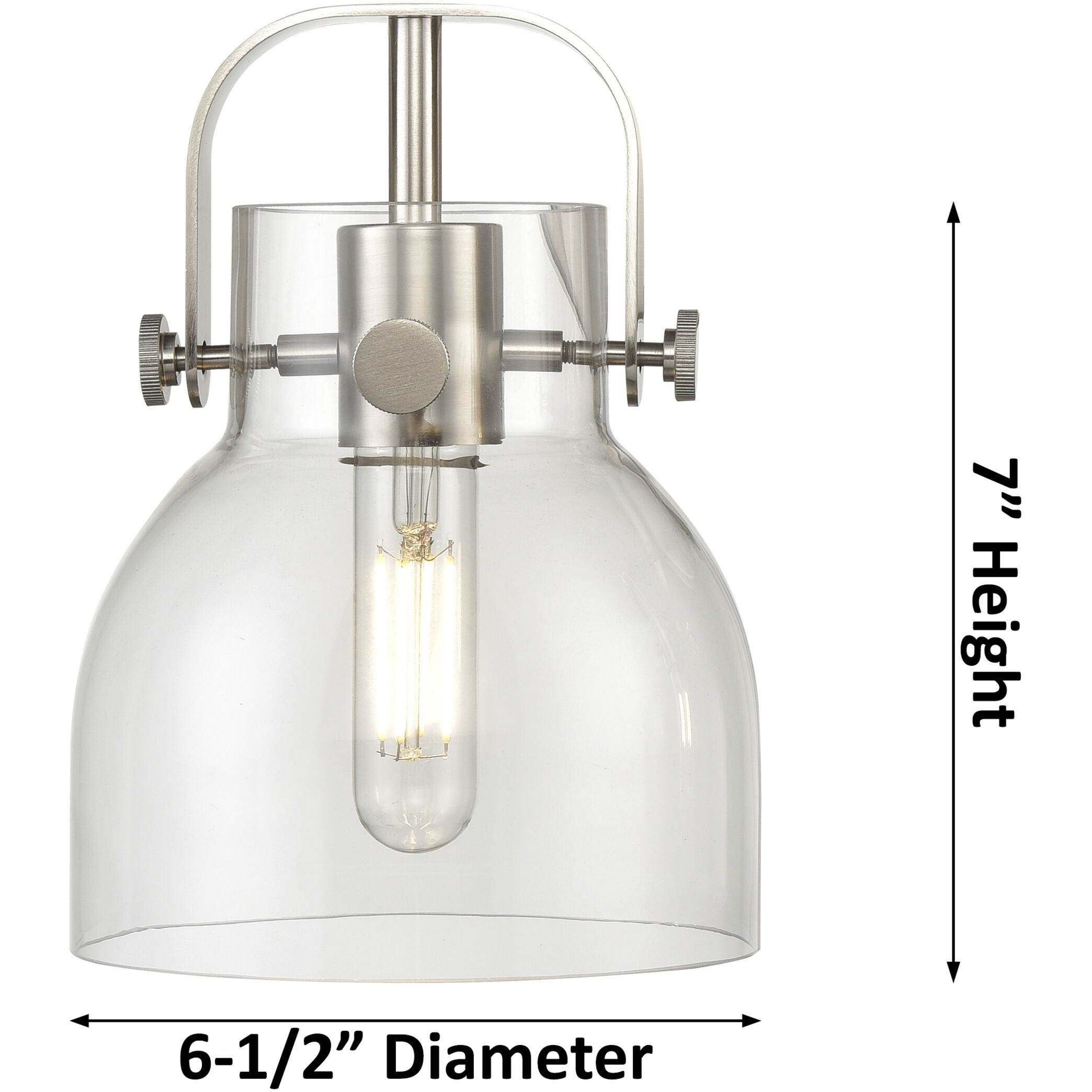 Pilaster II Bell Sconce Wall Light in Satin Nickel, Seedy Glass
