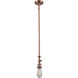 Franklin Restoration Bare Bulb 1 Light 4 inch Antique Copper Mini Pendant Ceiling Light in Incandescent, Franklin Restoration