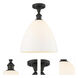 Edison Bristol Glass 1 Light 12 inch Oil Rubbed Bronze Semi-Flush Mount Ceiling Light in Matte White Glass