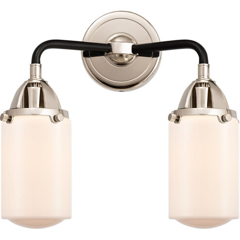 Nouveau 2 Dover LED 13 inch Black Polished Nickel Bath Vanity Light Wall Light in Matte White Glass