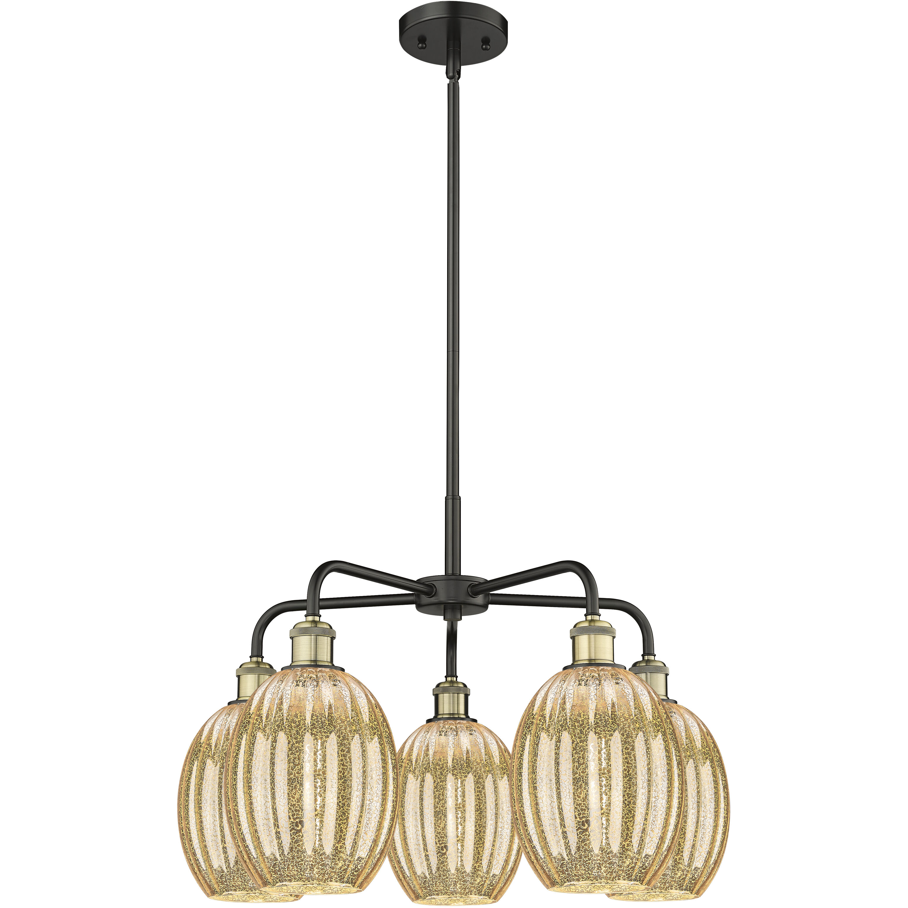 Ballston Preston 5 Light 24.75 inch Black Antique Brass Chandelier Ceiling Light in Mercury