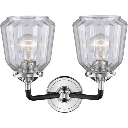 Nouveau Chatham LED 14 inch Black Polished Nickel Bath Vanity Light Wall Light in Clear Glass, Nouveau