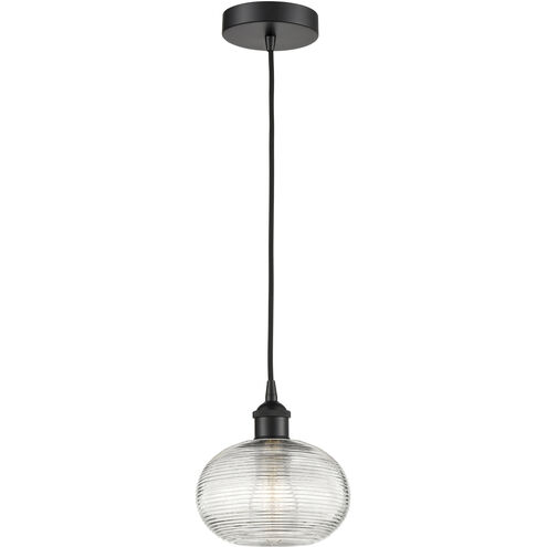 Edison Ithaca 1 Light 8 inch Matte Black Cord Hung Mini Pendant Ceiling Light