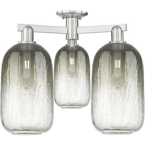 Brookhaven Cloche 3 Light 24.5 inch Brushed Satin Nickel Semi-Flush Mount Ceiling Light in Slate Glass