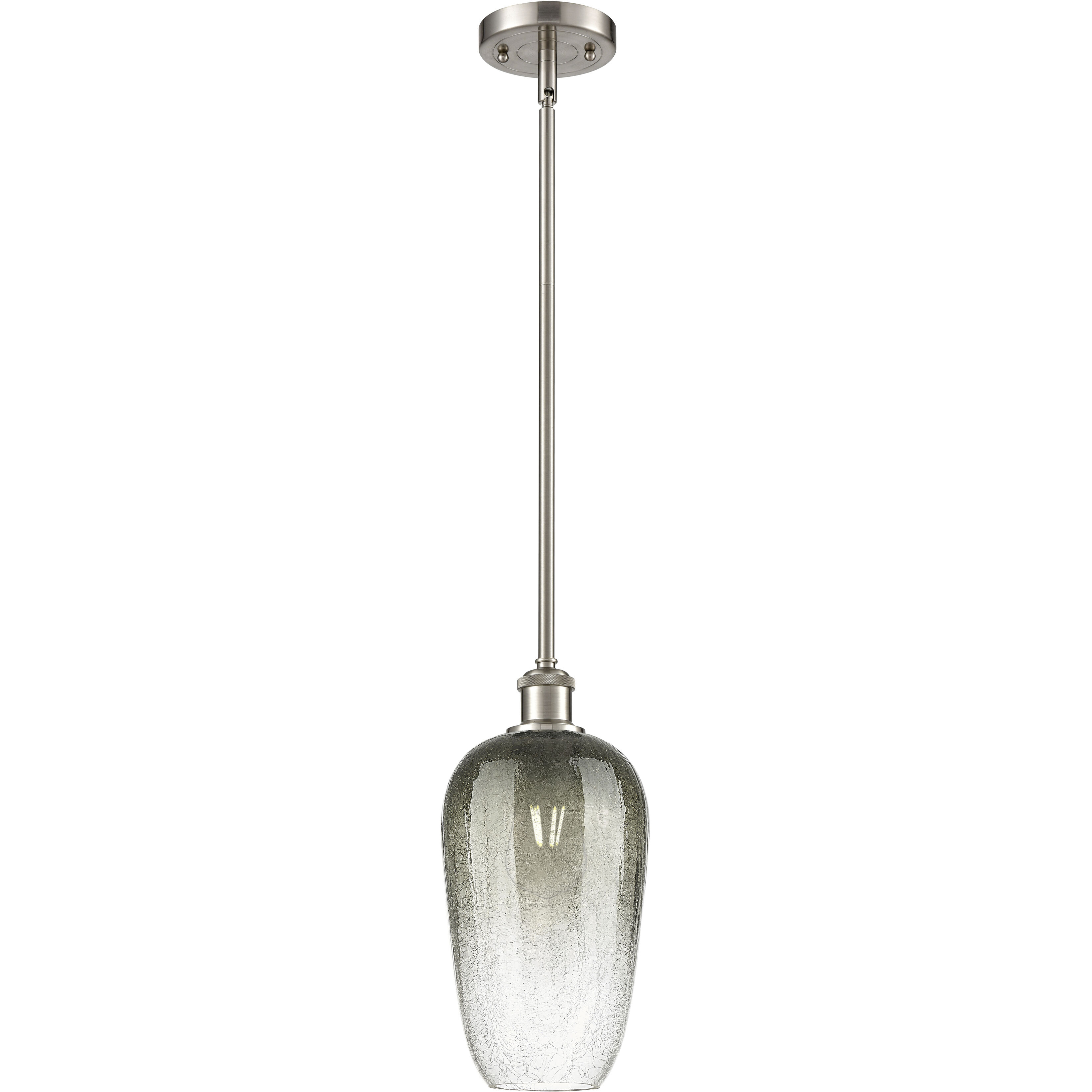 Ballston Brookhaven Flute 1 Light 7 inch Brushed Satin Nickel Mini Pendant Ceiling Light in Slate Glass