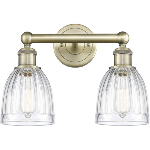 Brookfield 2 Light 14.75 inch Antique Brass and Clear Bath Vanity Light Wall Light