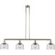 Franklin Restoration Large Bell 4 Light 52.63 inch Polished Nickel Island Light Ceiling Light in Seedy Glass, Franklin Restoration
